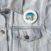 Badge Rond 5 Cm Scène de Cactus Prairie (En situation)