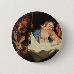 Badge Rond 5 Cm Scène de la Nativité