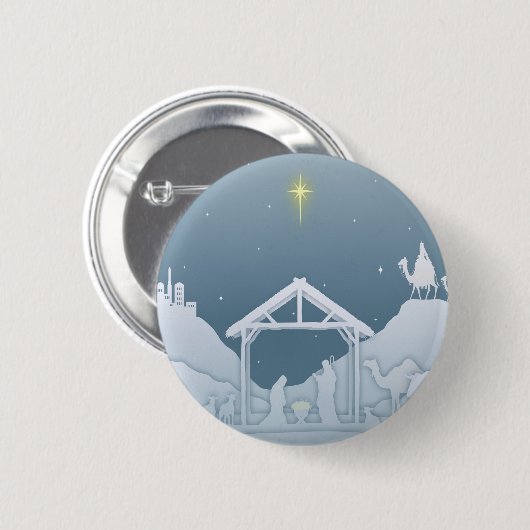 Badge Rond 5 Cm Scène de la Nativité (Devant & derrière)
