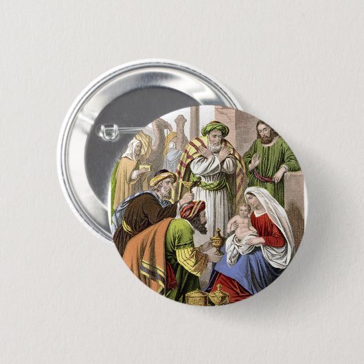 Badge Rond 5 Cm Scène de nativité (Devant & derrière)