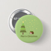 Badge Rond 5 Cm Scène de Noël de Hérisson (Devant & derrière)