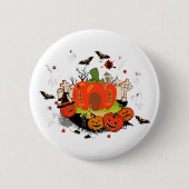 Badge Rond 5 Cm Scène éffrayante de cimetière Citrouille d'Hallowe (Devant)