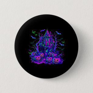 Badge Rond 5 Cm Scène effrayante d'Halloween vintage Citrouille ré