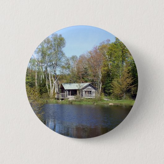 Badge Rond 5 Cm Scène rustique de l'eau de cabine (Devant)