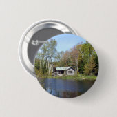 Badge Rond 5 Cm Scène rustique de l'eau de cabine (Devant & derrière)