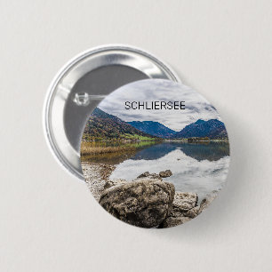 Badge Rond 5 Cm Schliersee Bavière Lac Allemagne Panorama Souvenir