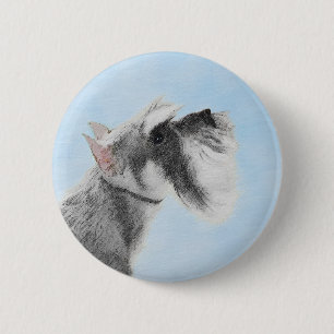 Badge Rond 5 Cm Schnauzer (Giant, Standard) Peinture - Chien Art