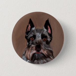 Badge Rond 5 Cm Schnauzer Miniature peinture couleur de l'eau