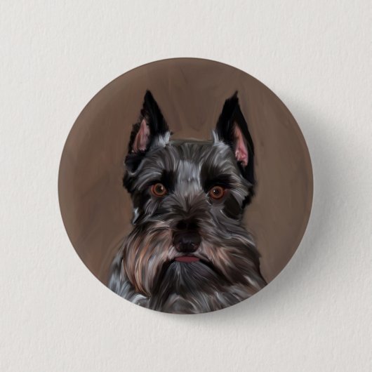 Badge Rond 5 Cm Schnauzer Miniature peinture couleur de l'eau (Devant)