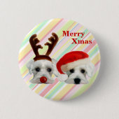 Badge Rond 5 Cm Schnauzers de Noël (Devant)