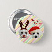 Badge Rond 5 Cm Schnauzers de Noël (Devant & derrière)