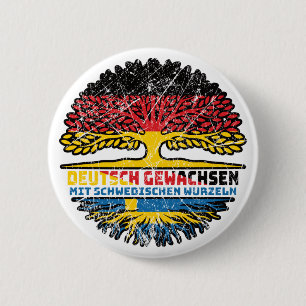 Badge Rond 5 Cm Schweden Schwedisch Deutsch Deutschland Baum