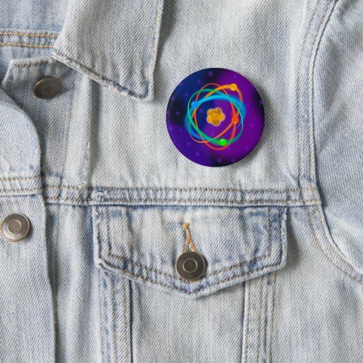 Badge Rond 5 Cm Science des points de structure atomique (En situation)