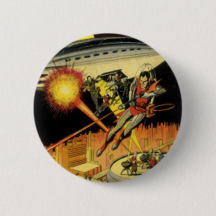 Badge Rond 5 Cm Science-fiction vintage, extra-terrestres de la sc