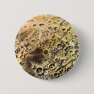 Badge Rond 5 Cm Science-fiction vintage, vaisseau à fusée au-dessu