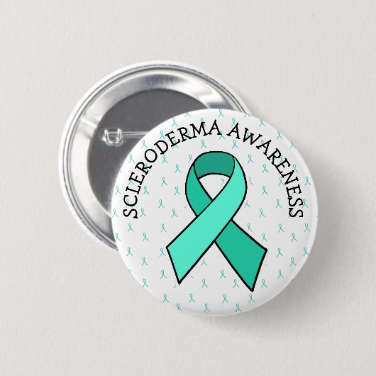 Badge Rond 5 Cm Scleroderma Sensibilisation Ruban Turquoise (Devant & derrière)