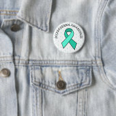 Badge Rond 5 Cm Scleroderma Sensibilisation Ruban Turquoise (En situation)