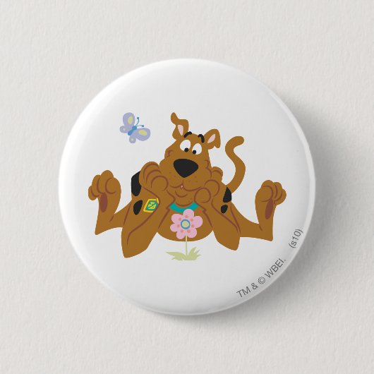 Badge Rond 5 Cm Scooby-Doo Admiring Flower (Devant)