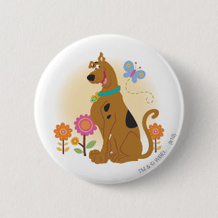 Badge Rond 5 Cm Scooby-Doo Après Papillon