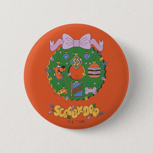Badge Rond 5 Cm Scooby-Doo Holiday Snack Wreath Graphic (Devant)