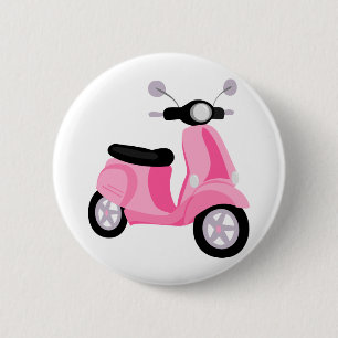 Badge Rond 5 Cm Scooter rose