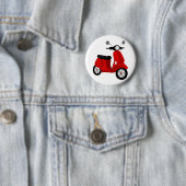 Badge Rond 5 Cm Scooter rouge (En situation)