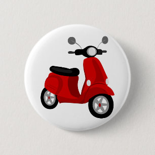 Badge Rond 5 Cm Scooter rouge