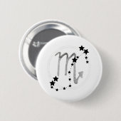 Badge Rond 5 Cm Scorpio constellation zodiaque noir et argent (Devant & derrière)