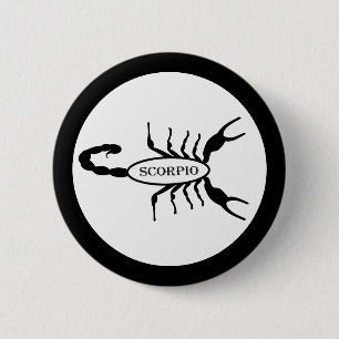 Badge Rond 5 Cm Scorpio noir Scorpion étoile