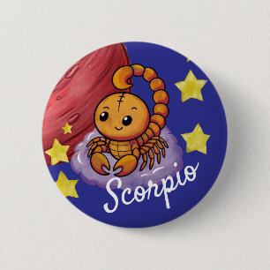 Badge Rond 5 Cm Scorpio signe étoile Scorion étoile zodiaque