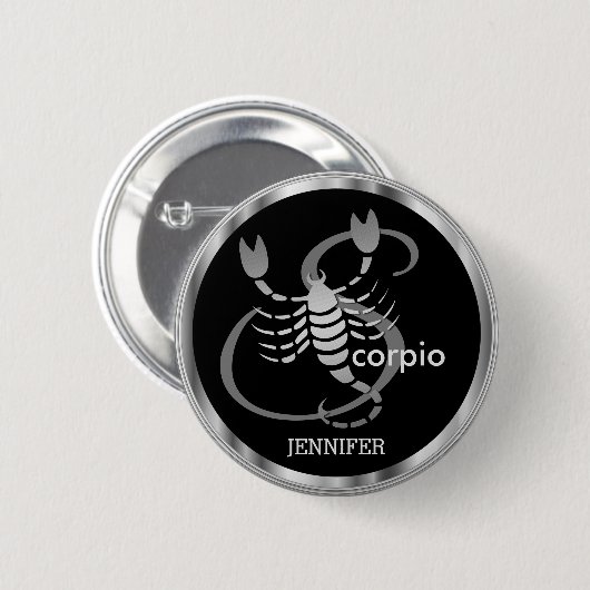 Badge Rond 5 Cm Scorpio ♏ - Symbole Zodiaque (Devant & derrière)