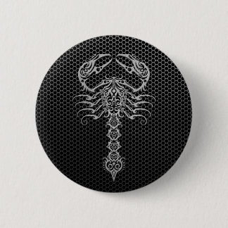 Badge Rond 5 Cm Scorpion en acier de maille