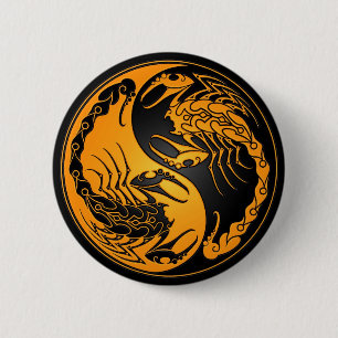Badge Rond 5 Cm Scorpions jaunes et noirs de Yin Yang
