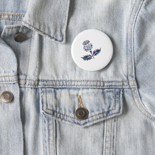 Badge Rond 5 Cm Scotland Cadeaux Scottish Thistle Tartan Plaid Cad (En situation)