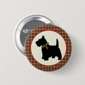 Badge Rond 5 Cm Scottie Dog Scotch Plaid Christmas (Devant & derrière)