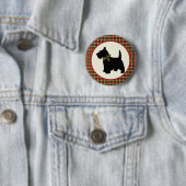 Badge Rond 5 Cm Scottie Dog Scotch Plaid Christmas (En situation)