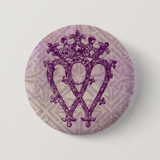 Badge Rond 5 Cm Scottish Luckenbooth violet noeud celtique (Devant)
