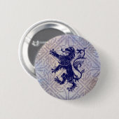 Badge Rond 5 Cm Scottish Rampant Lion Navy Blue Celtic noeud (Devant & derrière)