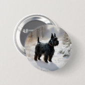 Badge Rond 5 Cm Scottish Terrier Laisser Il Neige Noël (Devant & derrière)