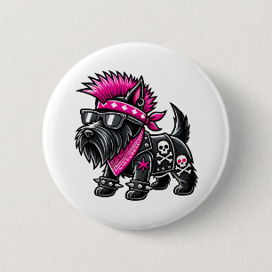 Badge Rond 5 Cm Scottish Terrier Punk Music