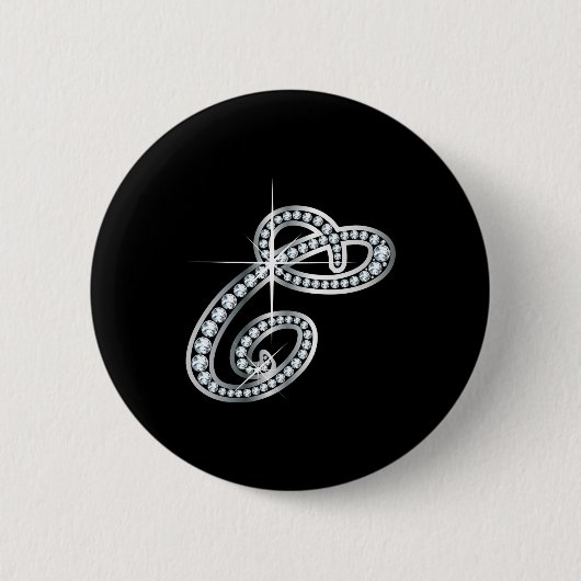 Badge Rond 5 Cm Script C "Diamond Bling" (Devant)