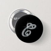 Badge Rond 5 Cm Script C "Diamond Bling" (Devant & derrière)
