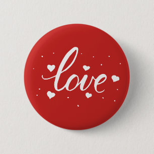 Badge Rond 5 Cm Script Coeurs d'amour