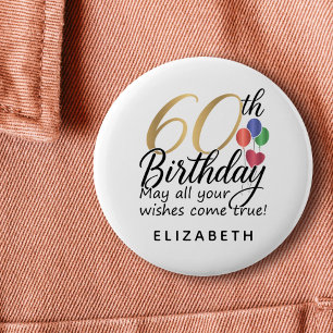 Badge Rond 5 Cm Script de 60e anniversaire Typographie Jalons Clas