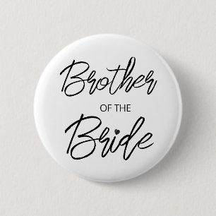 Badge Rond 5 Cm Script de brosse moderne Frère de la fête de marié