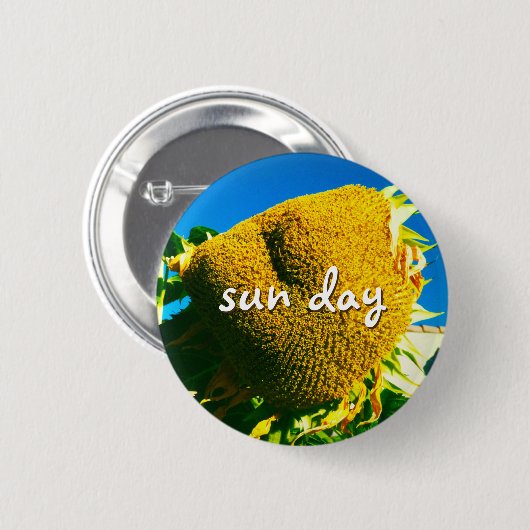 Badge Rond 5 Cm Script de devis du jour du soleil Tournesol jaune  (Devant & derrière)