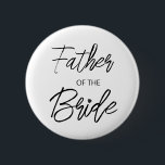 Badge Rond 5 Cm Script de pinceau moderne père de la fête de marié<br><div class="desc">Design moderne et élégant imprimé Brush Script Heart Père de la Fête des mariées de mariée bouton qui peut être customisé avec votre texte. Cliquez sur le bouton "Customiser" et utilisez notre outil de conception pour modifier ce modèle. Découvrez le magasin Graphic Art Design pour d'autres produits qui correspondent à...</div>