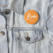 Badge Rond 5 Cm Script Mariage blanc orange mariée (En situation)