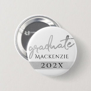 Badge Rond 5 Cm Script Silver Gradué Faux Metallic tendance