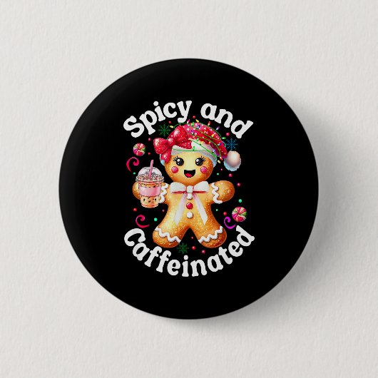 Badge Rond 5 Cm Scy And Caffeinated Coffee Cute Gingerbread Christ (Devant)